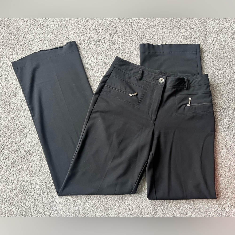 Joseph Ribkoff Dress Pants Womens Size 8 Black Stretch Straight Zipper Detail